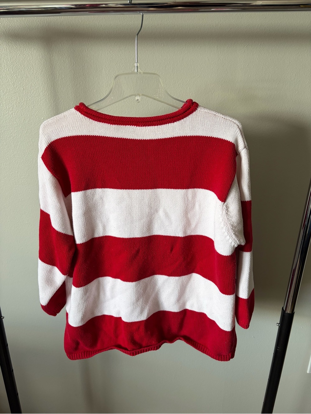 Relativity Red & White Wide-Stripe roll neck Sweater - Picture 2 of 3